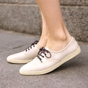 Salvatore Ferragamo Cream Lace Up Leather Flat Shoes  Women's Size 8.5